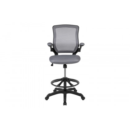BLNK Kale Mid-Back Mesh Ergonomic Drafting Chair with Adjustable Foot Ring and Flip-Up Arms - Dark Gray