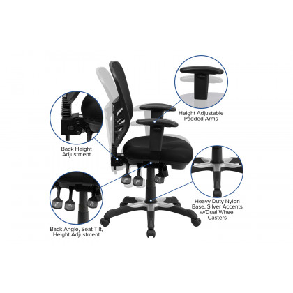 BLNK - Park Wide Black Electric Height Adjustable Standing Desk with Black Mesh Multifunction Executive Swivel Ergonomic Office Chair