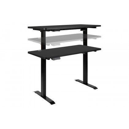 BLNK - Park Wide Black Electric Height Adjustable Standing Desk with Black Mesh Multifunction Executive Swivel Ergonomic Office Chair