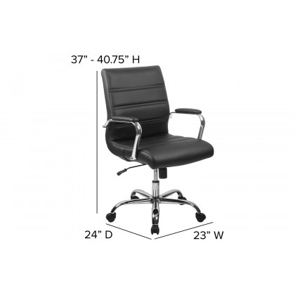 BLNK - Park Wide Black Electric Height Adjustable Standing Desk with Mid-Back Black LeatherSoft and Chrome Executive Swivel Office Chair