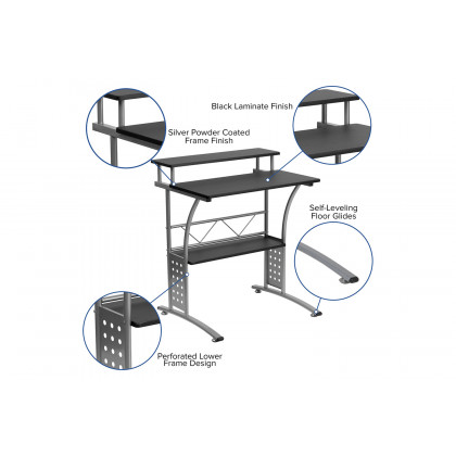 BLNK - Calder Work From Home Kit with Computer Desk, Ergonomic Mesh Office Chair and Locking Mobile Filing Cabinet with Side Handles