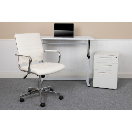 BLNK - Stiles Work From Home Kit with Adjustable Computer Desk, Ergonomic Mesh Office Chair and Locking Mobile Filing Cabinet with Inset Handles