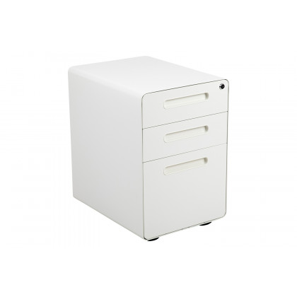 BLNK Stiles Work From Home Kit with Adjustable Computer Desk, Ergonomic Mesh Office Chair and Locking Mobile Filing Cabinet with Inset Handles - White