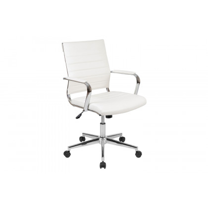 BLNK Stiles Work From Home Kit with Adjustable Computer Desk, Ergonomic Mesh Office Chair and Locking Mobile Filing Cabinet with Side Handles - White