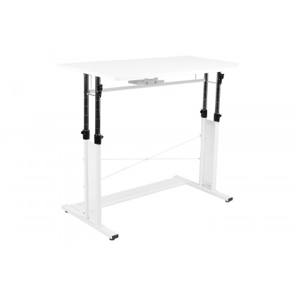 BLNK Stiles Work From Home Kit with Adjustable Computer Desk, Ergonomic Mesh Office Chair and Locking Mobile Filing Cabinet with Side Handles - White
