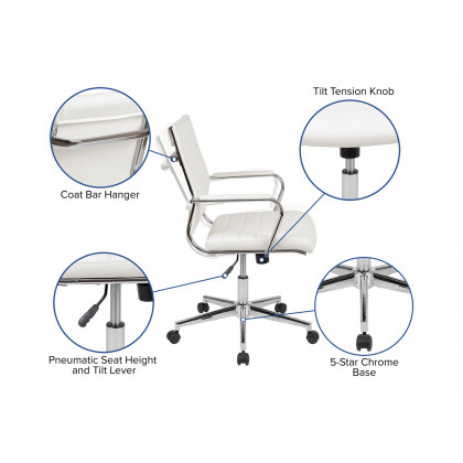 BLNK Stiles Work From Home Kit with Adjustable Computer Desk, Ergonomic Mesh Office Chair and Locking Mobile Filing Cabinet with Side Handles - White