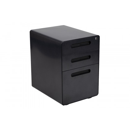 BLNK Stiles Work From Home Kit with Adjustable Computer Desk, Ergonomic Mesh Office Chair and Locking Mobile Filing Cabinet with Inset Handles - Black