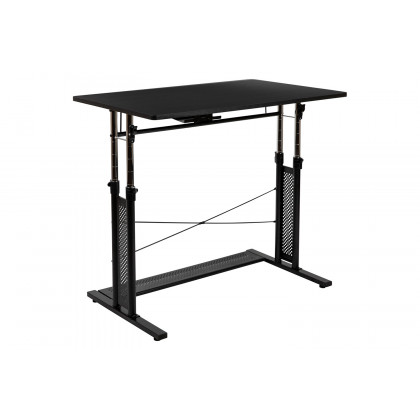 BLNK Stiles Work From Home Kit with Adjustable Computer Desk, Ergonomic Mesh Office Chair and Locking Mobile Filing Cabinet with Side Handles - Black