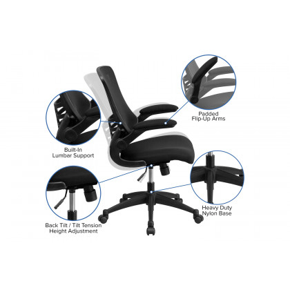 BLNK Stiles Work From Home Kit with Adjustable Computer Desk, Ergonomic Mesh Office Chair and Locking Mobile Filing Cabinet with Side Handles - Black
