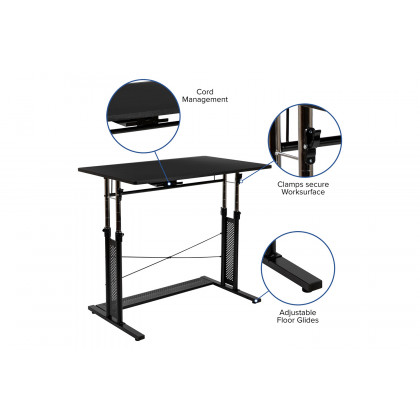 BLNK Stiles Work From Home Kit with Adjustable Computer Desk, Ergonomic Mesh Office Chair and Locking Mobile Filing Cabinet with Side Handles - Black