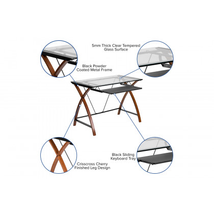 BLNK - Stiles Work From Home Kit with Glass Desk with Keyboard Tray, Ergonomic Mesh Office Chair and Filing Cabinet with Lock and Side Handles