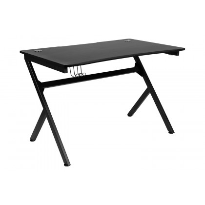 BLNK Optis Black Gaming Desk and Racing Chair Set with Cup Holder, Headphone Hook and 2 Wire Management Holes - Orange