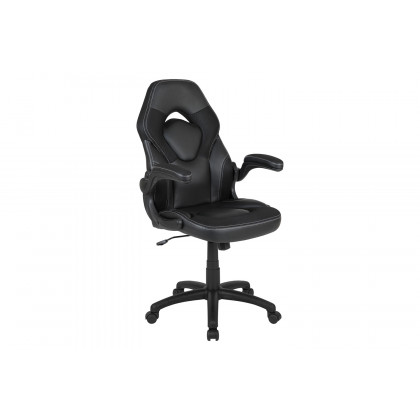 BLNK Optis Gaming Desk and Racing Chair Set with Cup Holder, Headphone Hook, Removable Mouse Pad Top and 2 Wire Management Holes - Black