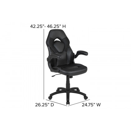 BLNK Optis Gaming Desk and Racing Chair Set with Cup Holder, Headphone Hook, Removable Mouse Pad Top and 2 Wire Management Holes - Black