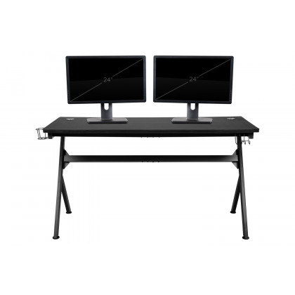 BLNK Optis Gaming Desk and Racing Chair Set with Cup Holder, Headphone Hook, Removable Mouse Pad Top and 2 Wire Management Holes - Blue/Black