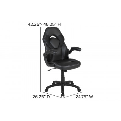 BLNK Optis Red Gaming Desk and Racing Chair Set with Cup Holder and Headphone Hook - Black