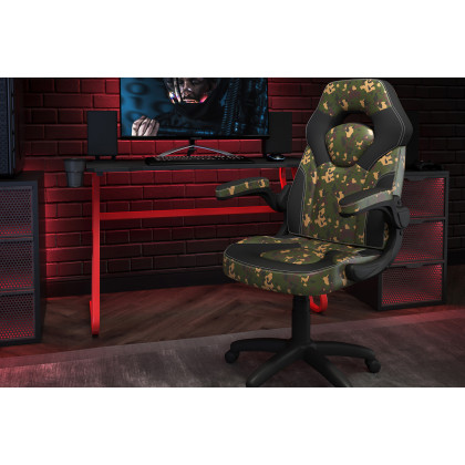 BLNK - Optis Red Gaming Desk and Racing Chair Set with Cup Holder and Headphone Hook