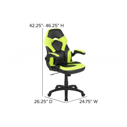 BLNK Optis Red Gaming Desk and Racing Chair Set with Cup Holder and Headphone Hook - Green/Black