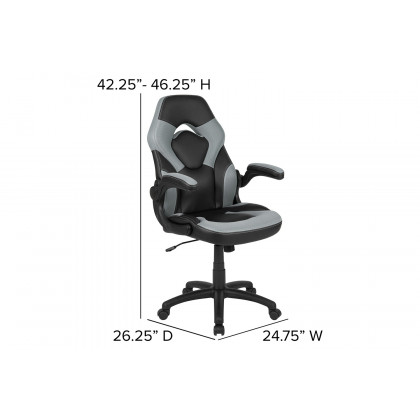 BLNK Optis Red Gaming Desk and Racing Chair Set with Cup Holder and Headphone Hook - Gray/Black