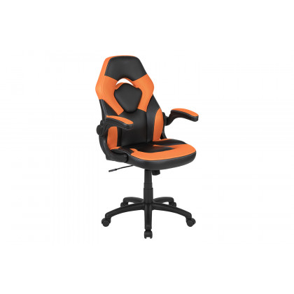 BLNK Optis Red Gaming Desk and Racing Chair Set with Cup Holder and Headphone Hook - Orange/Black