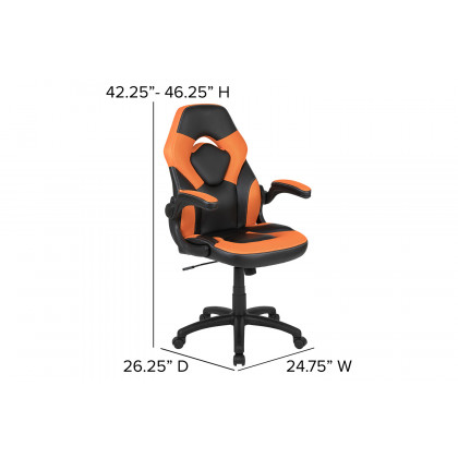 BLNK Optis Red Gaming Desk and Racing Chair Set with Cup Holder and Headphone Hook - Orange/Black