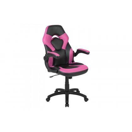 BLNK Optis Red Gaming Desk and Racing Chair Set with Cup Holder and Headphone Hook - Pink/Black