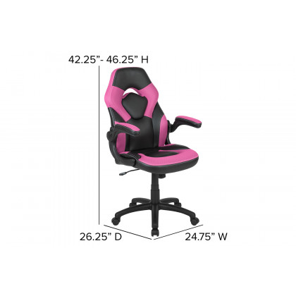 BLNK Optis Red Gaming Desk and Racing Chair Set with Cup Holder and Headphone Hook - Pink/Black
