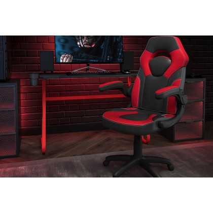 BLNK - Optis Red Gaming Desk and Racing Chair Set with Cup Holder and Headphone Hook