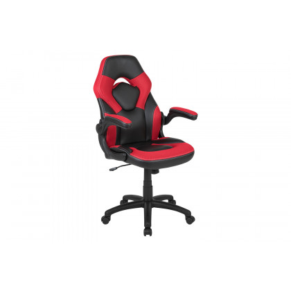 BLNK Optis Red Gaming Desk and Racing Chair Set with Cup Holder and Headphone Hook - Red/Black