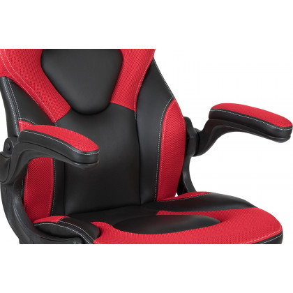 BLNK Optis Red Gaming Desk and Racing Chair Set with Cup Holder and Headphone Hook - Red/Black