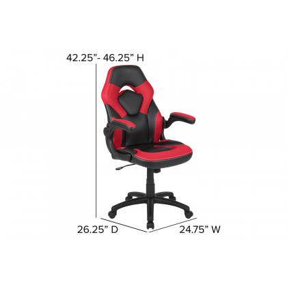 BLNK Optis Red Gaming Desk and Racing Chair Set with Cup Holder and Headphone Hook - Red/Black
