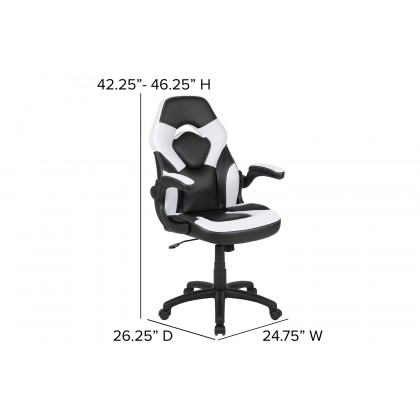 BLNK Optis Red Gaming Desk and Racing Chair Set with Cup Holder and Headphone Hook - White/Black