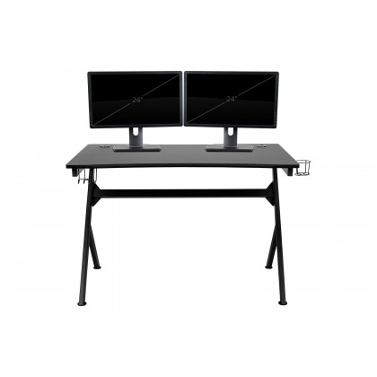 BLNK Optis Black Gaming Desk and Reclining Gaming Chair Set with Cup Holder, Headphone Hook and 2 Wire Management Holes - Black