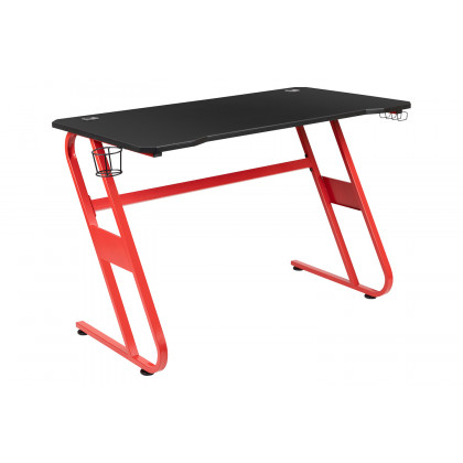 BLNK Optis Red Gaming Desk and Reclining Gaming Chair Set with Cup Holder and Headphone Hook - Black