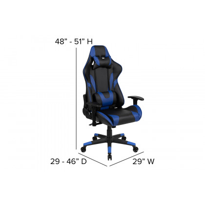 BLNK Optis Red Gaming Desk and Reclining Gaming Chair Set with Cup Holder and Headphone Hook - Blue