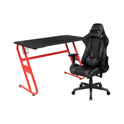 BLNK - Optis Red Gaming Desk and Reclining Gaming Chair Set with Cup Holder and Headphone Hook