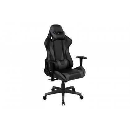 BLNK Optis Red Gaming Desk and Reclining Gaming Chair Set with Cup Holder and Headphone Hook - Gray