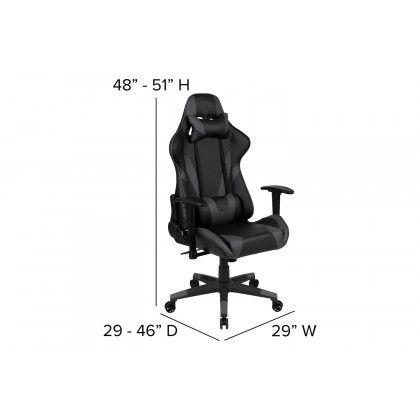 BLNK Optis Red Gaming Desk and Reclining Gaming Chair Set with Cup Holder and Headphone Hook - Gray