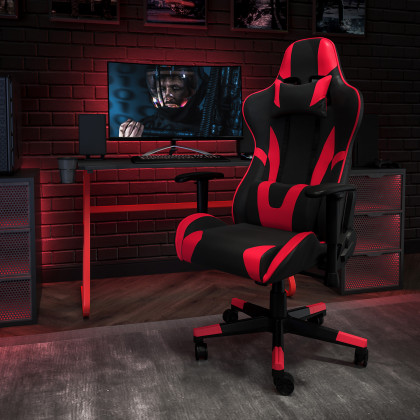 BLNK - Optis Red Gaming Desk and Reclining Gaming Chair Set with Cup Holder and Headphone Hook