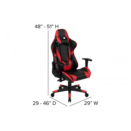 BLNK Optis Red Gaming Desk and Reclining Gaming Chair Set with Cup Holder and Headphone Hook - Red/Black