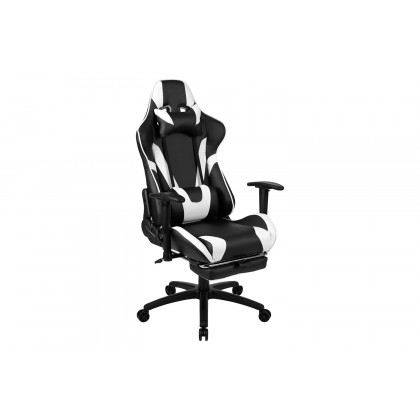 BLNK Optis Red Gaming Desk and Footrest Reclining Gaming Chair Set with Cup Holder and Headphone Hook - Black