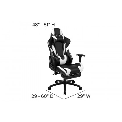 BLNK Optis Red Gaming Desk and Footrest Reclining Gaming Chair Set with Cup Holder and Headphone Hook - Black