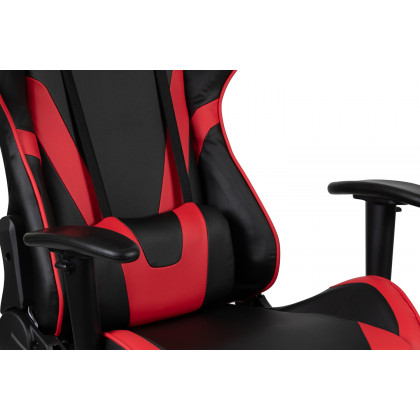 BLNK Optis Red Gaming Desk and Footrest Reclining Gaming Chair Set with Cup Holder and Headphone Hook - Red/Black