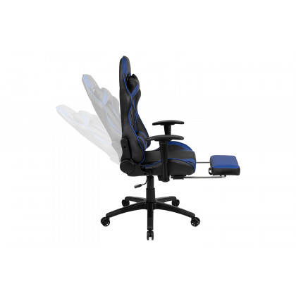 BLNK Optis Black Gaming Desk and Footrest Reclining Gaming Chair Set with Cup Holder, Headphone Hook and Monitor/Smartphone Stand - Blue