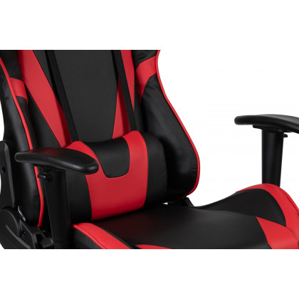 BLNK Optis Black Gaming Desk and Footrest Reclining Gaming Chair Set with Cup Holder, Headphone Hook and Monitor/Smartphone Stand - Red