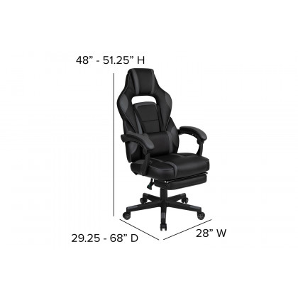 BLNK Optis Black Gaming Desk with Cup Holder, Headphone Hook, 2 Wire Management Holes and Reclining Back/Arms Gaming Chair with Footrest - Black