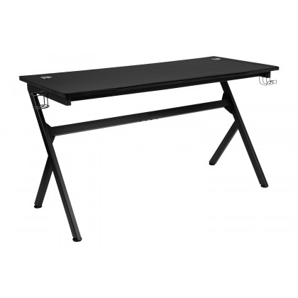 BLNK Optis Gaming Desk with Cup Holder, Headphone Hook, Removable Mousepad Top and Reclining Back/Arms Gaming Chair with Footrest - Black