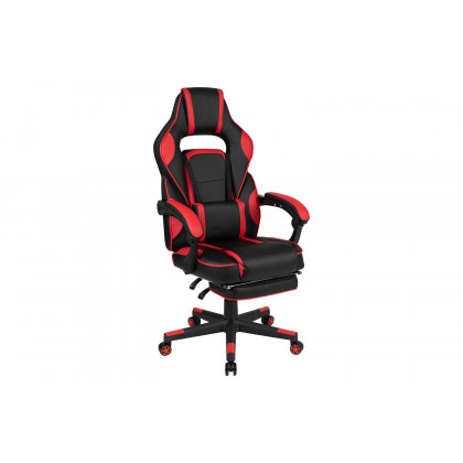 BLNK Optis Black Gaming Desk with Cup Holder/Headphone Hook/Monitor Stand and Reclining Back/Arms Gaming Chair with Footrest - Red