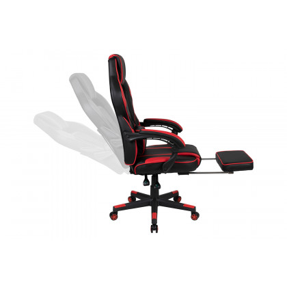 BLNK Optis Black Gaming Desk with Cup Holder/Headphone Hook/Monitor Stand and Reclining Back/Arms Gaming Chair with Footrest - Red
