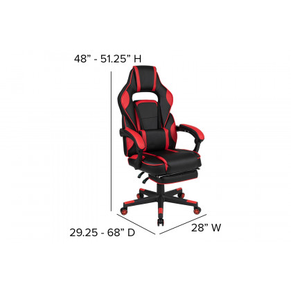 BLNK Optis Black Gaming Desk with Cup Holder/Headphone Hook/Monitor Stand and Reclining Back/Arms Gaming Chair with Footrest - Red